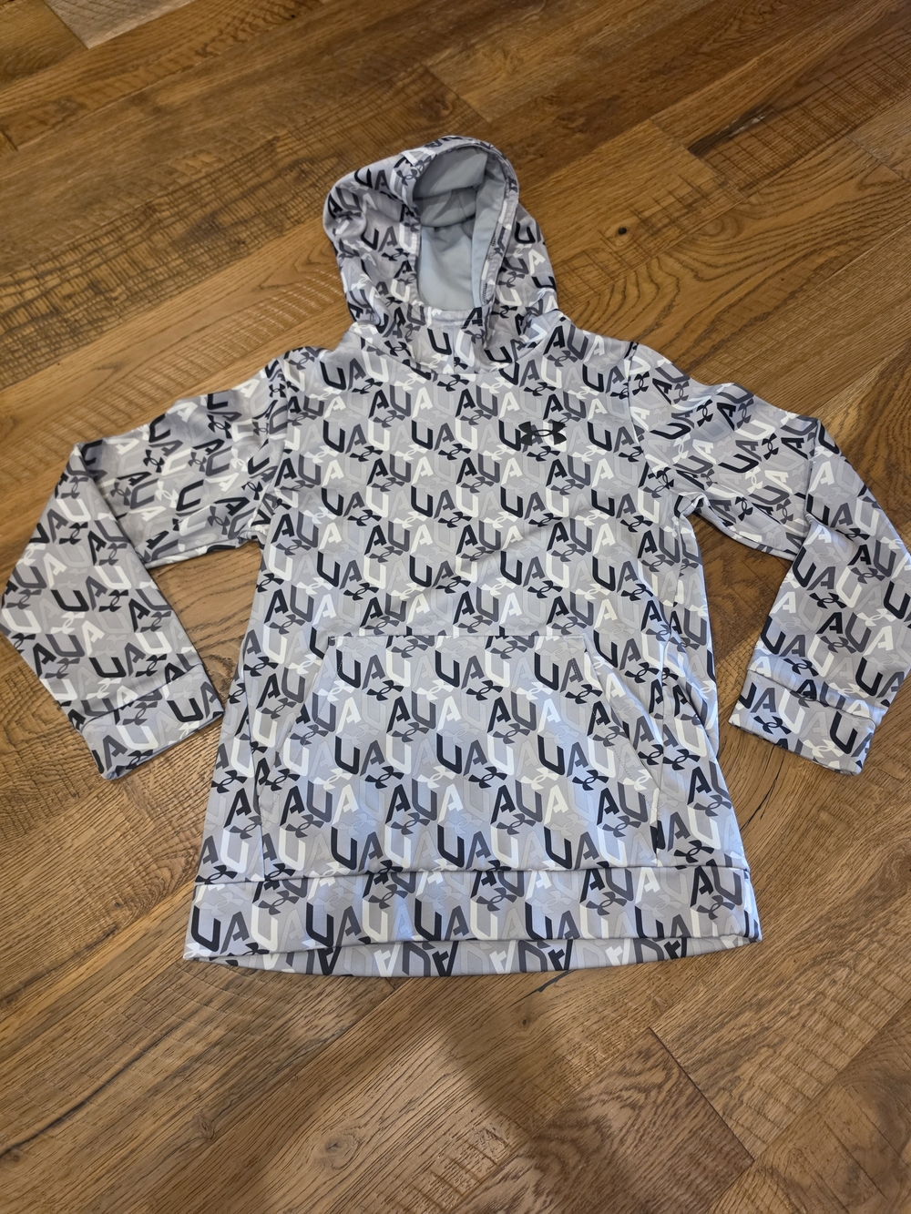 Under Armour Kids' Gray & Black All-Over Logo Hoodie